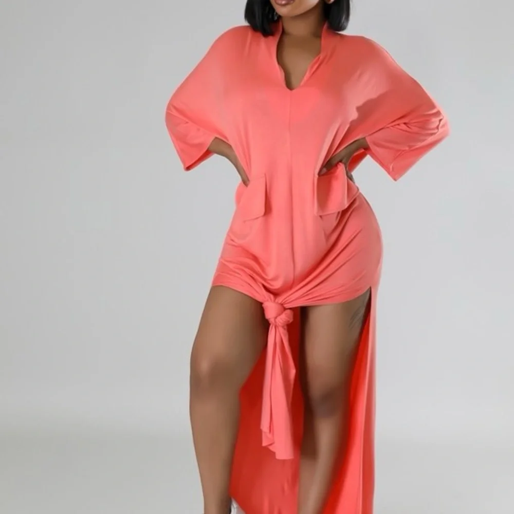 Chic Girl Coral Dress - Picture 2 of 4